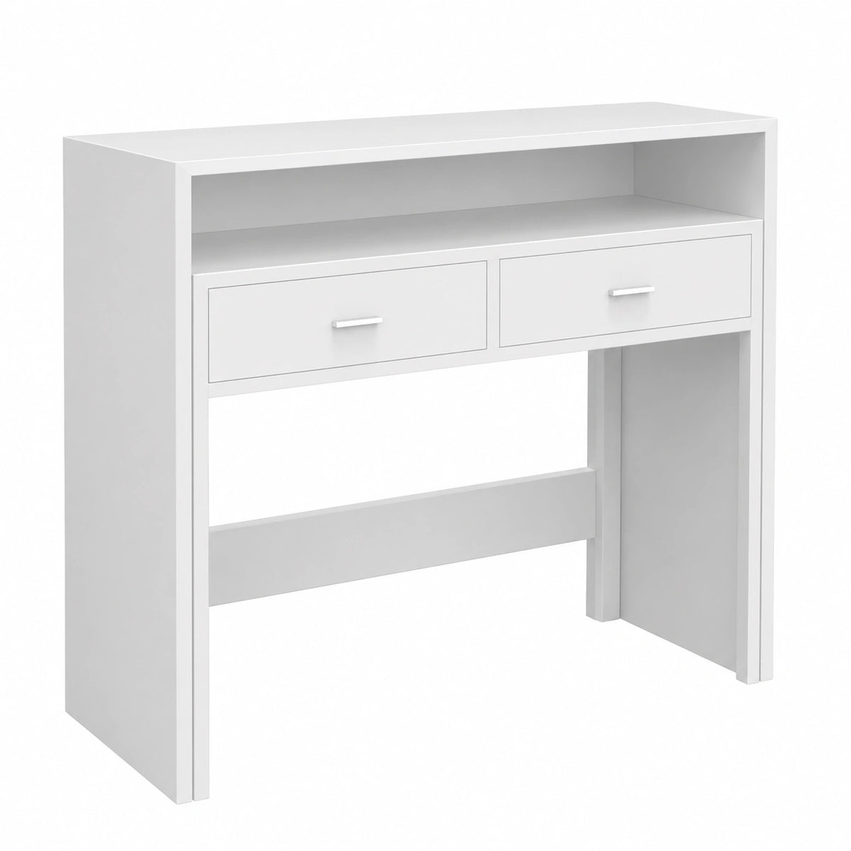 Mesa Escritorio Extensible Blanca con Cajones y Balda