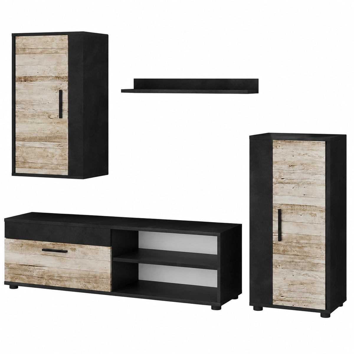 Conjunto de Salón Berno, Beige, 4 Piezas, Almacenamiento para Dispositivos Multimedia y Accesorios