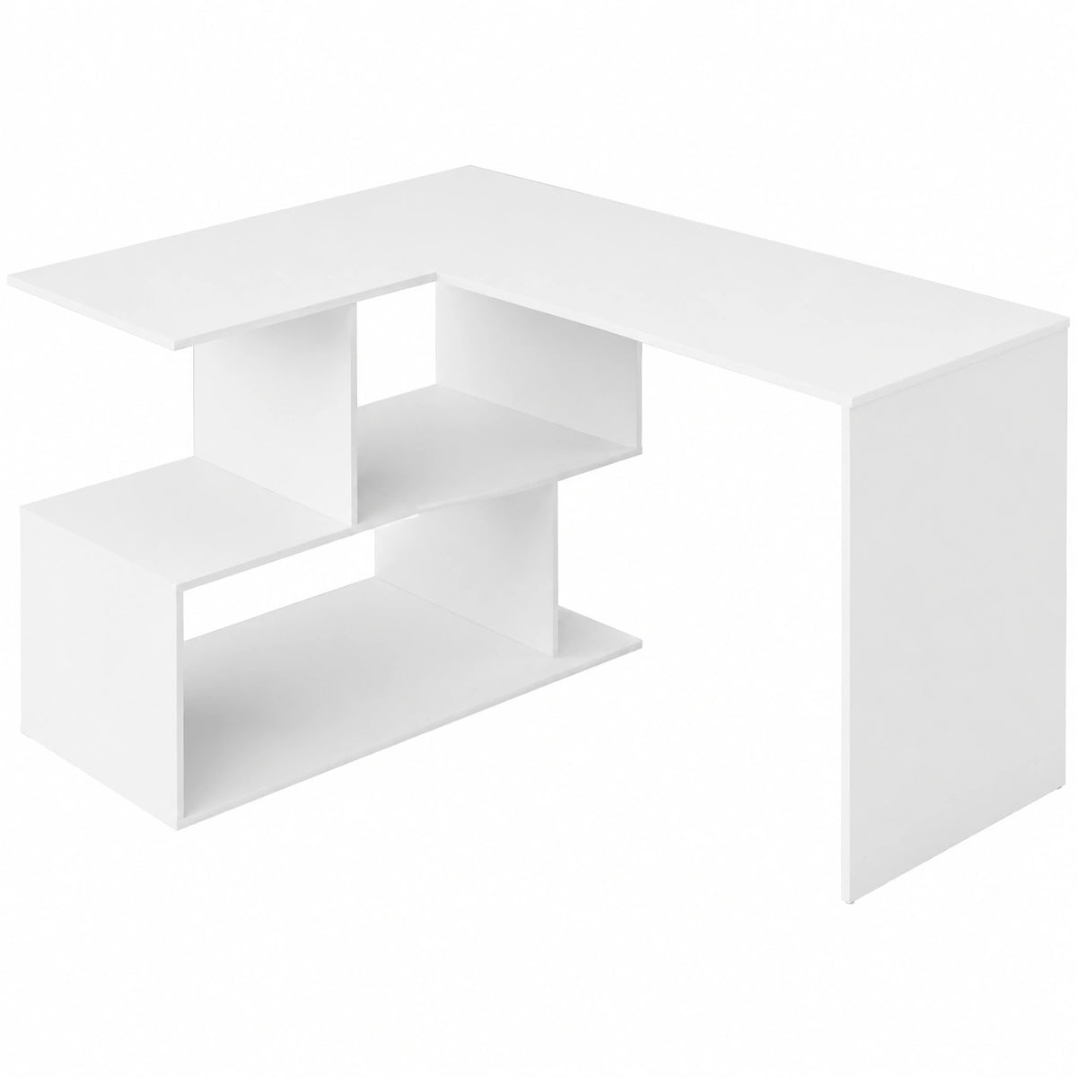 Escritorio Esquinero WOLTU en L con Estantes, Mesa para Oficina y Gaming, 120x100x75 cm, Blanco