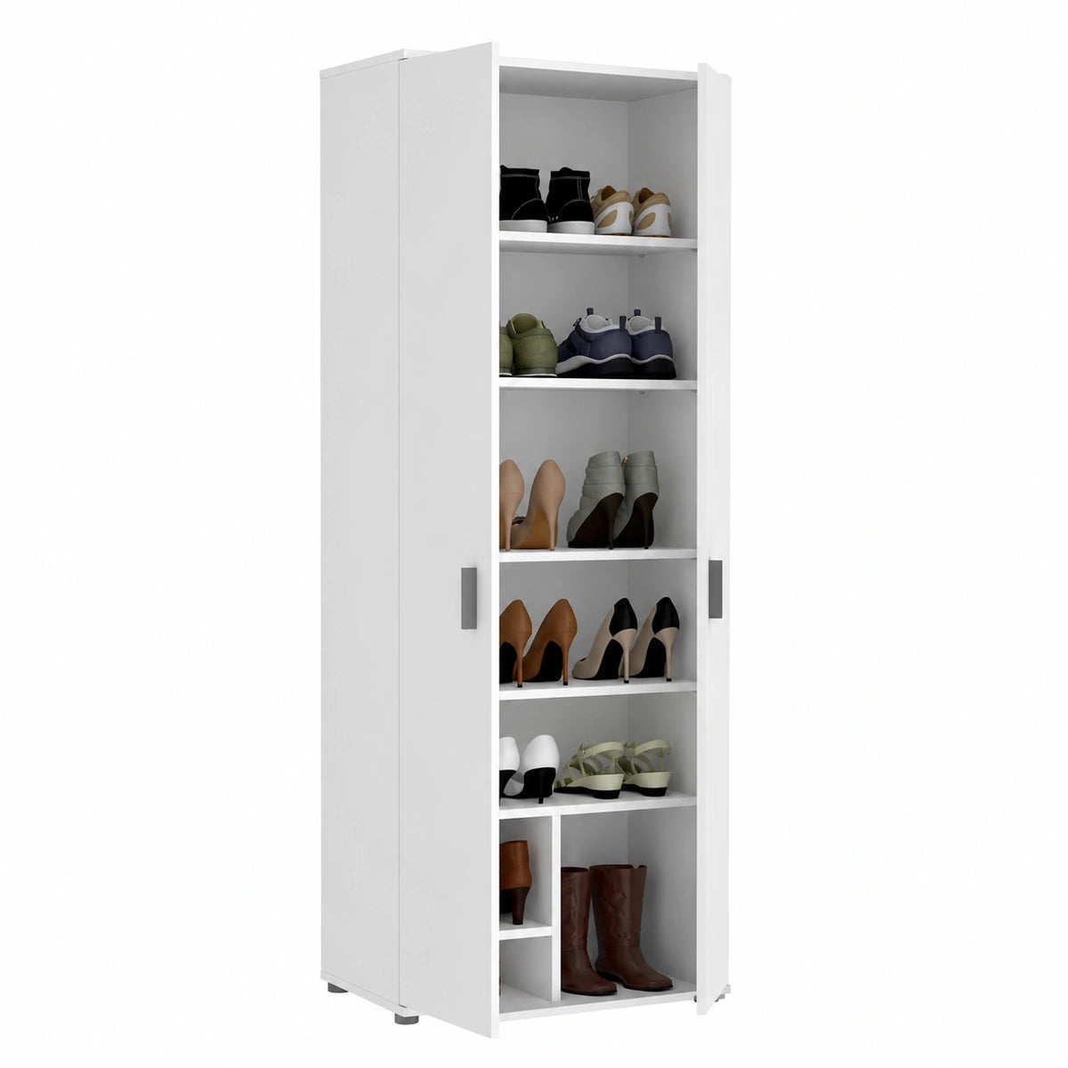 Armario Multiusos Blanco con 6 Estantes de Madera Ingenieril 61x190x35 cm