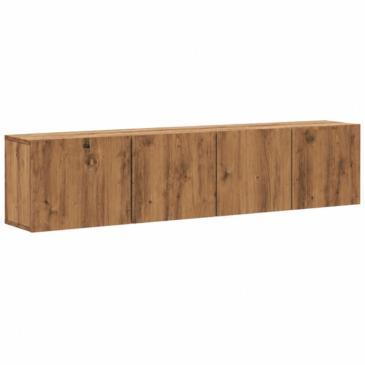 Mueble de TV de Pared de Madera Roble Artisan 120x30x30 cm con Almacenamiento