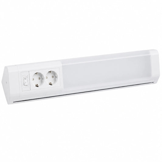 Luz LED para Armarios con Doble Enchufe, 15W, 1300 lm, Blanca Neutra 4000K, Ideal para Cocina, con Interruptor y Soporte 230V