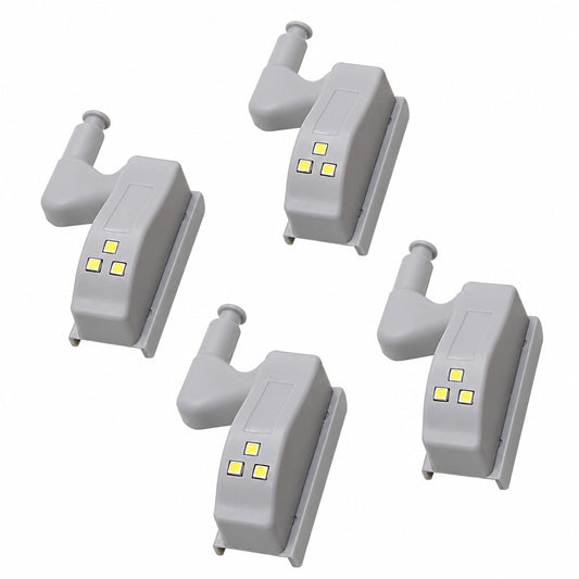 Luces LED para Bisagras de Armarios, Paquete de 4, Iluminación Interior para Cocina y Muebles, Sin Necesidad de Batería