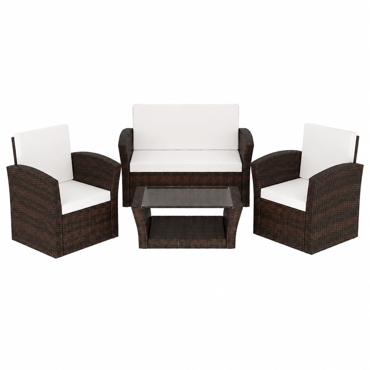 Set de Muebles de Jardín 4 Piezas Rattan Sintético Marrón