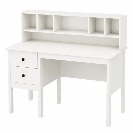 Mesa de Oficina Blanca con Almacenamiento, 120x60x110 cm, Estación de Trabajo para Hogar y Oficina
