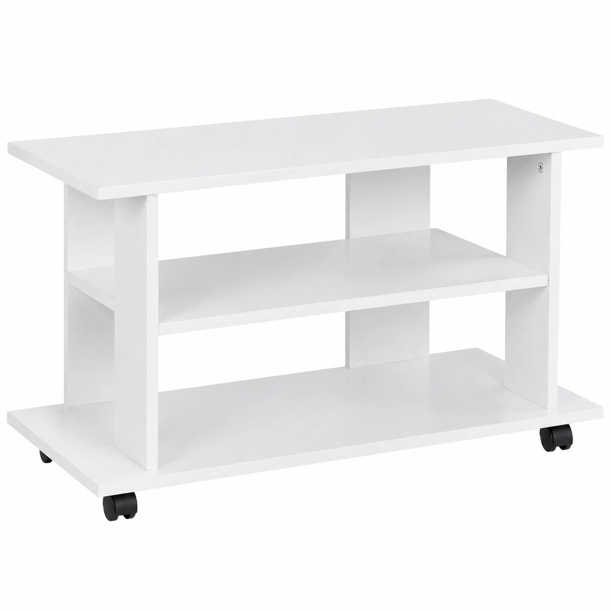 Mueble para TV Blanco con Ruedas y Estantes, Diseño Moderno 80x40x45 cm