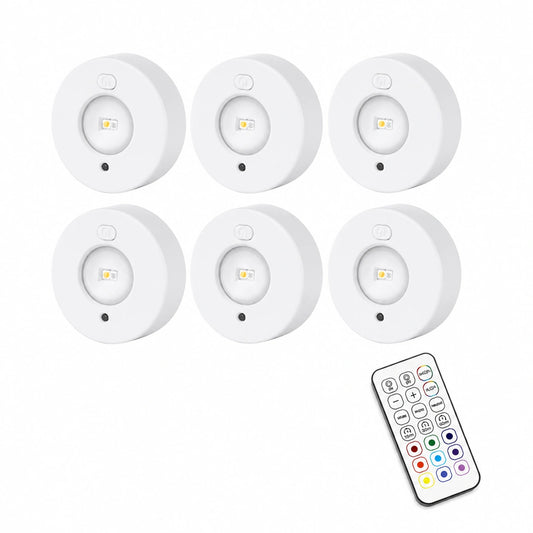 Lámpara LED Multicolor para Gabinetes, Luz Nocturna Recargable con Control Remoto