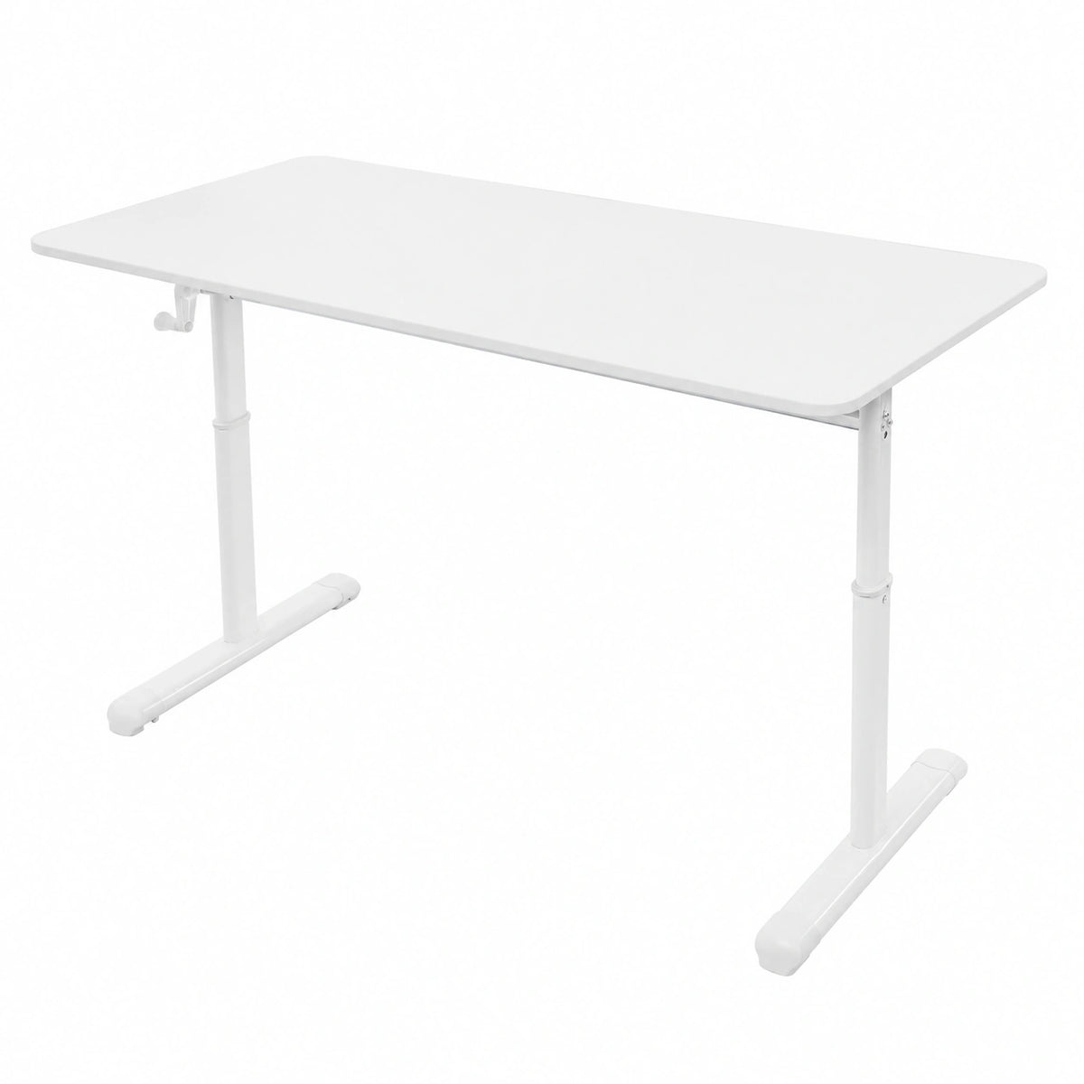 Mesa de oficina ajustable ergonómica 120x60 cm con manivela, blanco