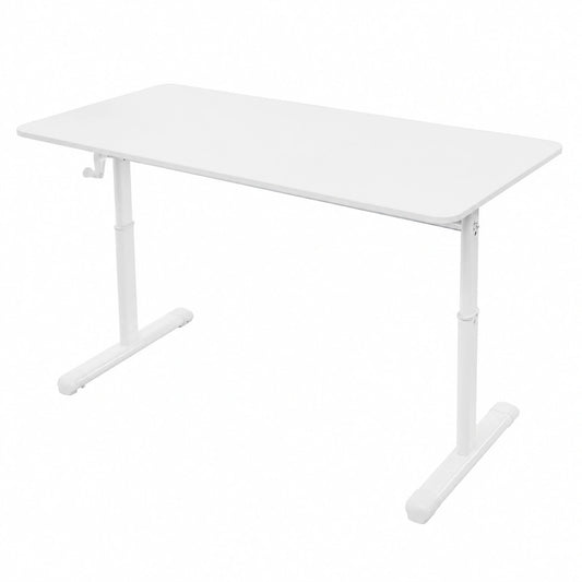 Mesa de oficina ajustable ergonómica 120x60 cm con manivela, blanco