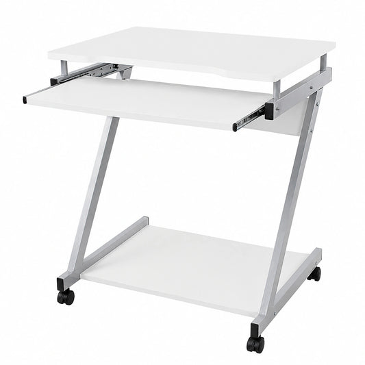 VASAGLE Mesa de Ordenador Blanca en Forma de Z para Oficina y Hogar