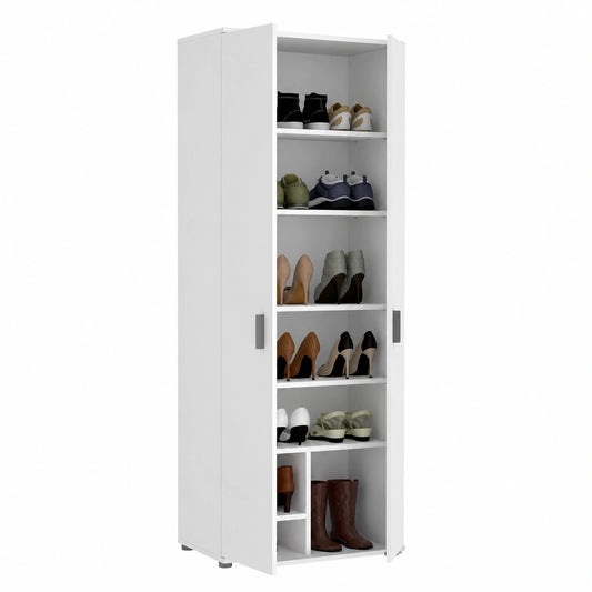 Armario Multiusos Blanco con 6 Estantes de Madera Ingenieril 61x190x35 cm
