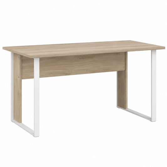 Escritorio Miroytengo Veltis, Mesa de Oficina en Roble Japonés y Blanco Mate 150x73x80 cm
