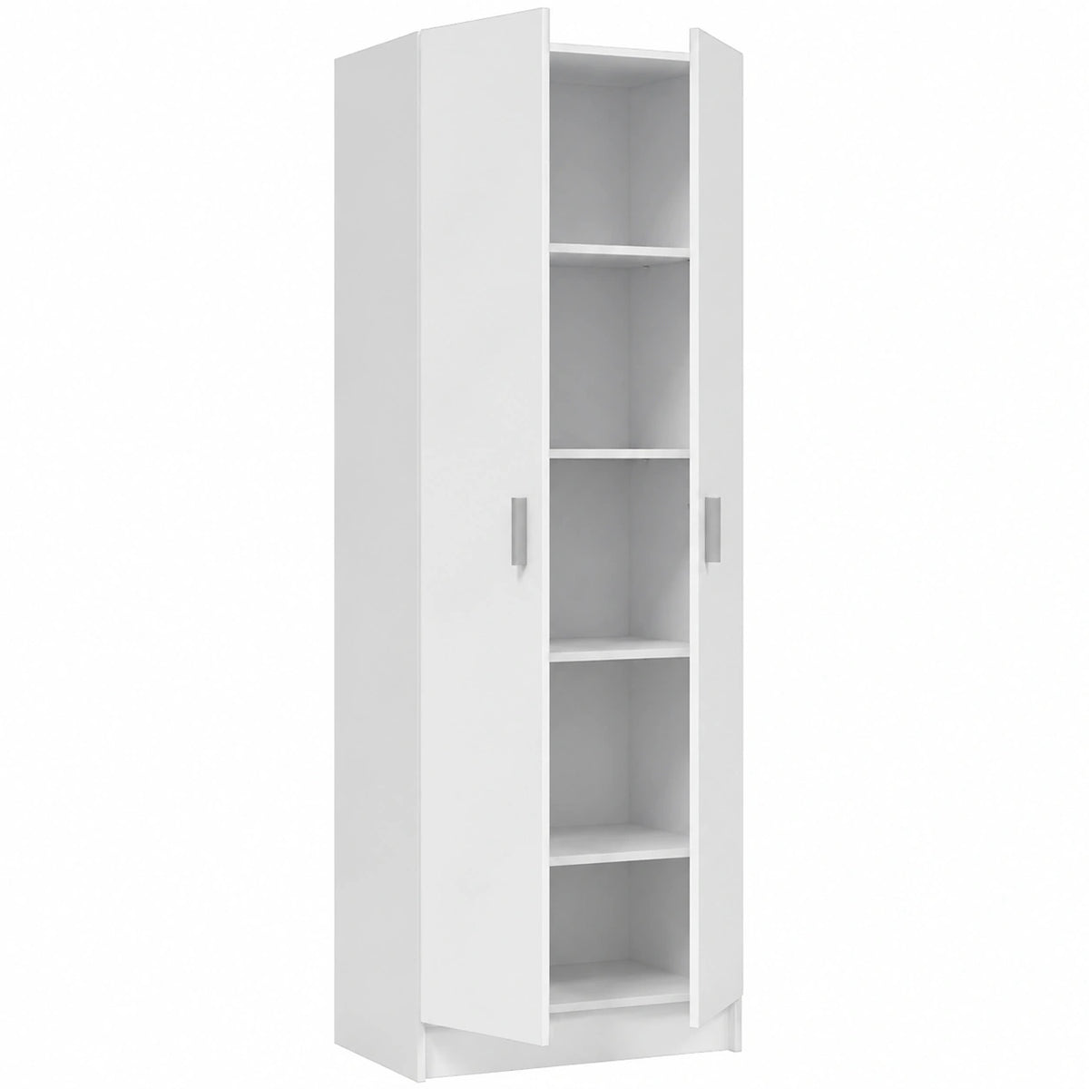 Armario Multiusos Blanco con 2 Puertas y 3 Estantes, 180x59x37cm