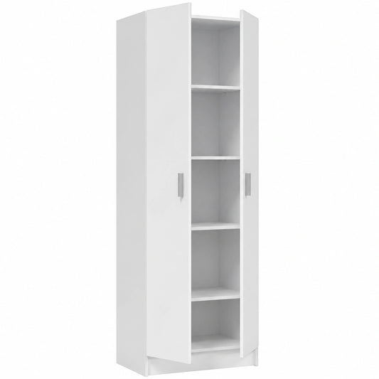 Armario Multiusos Blanco con 2 Puertas y 3 Estantes, 180x59x37cm